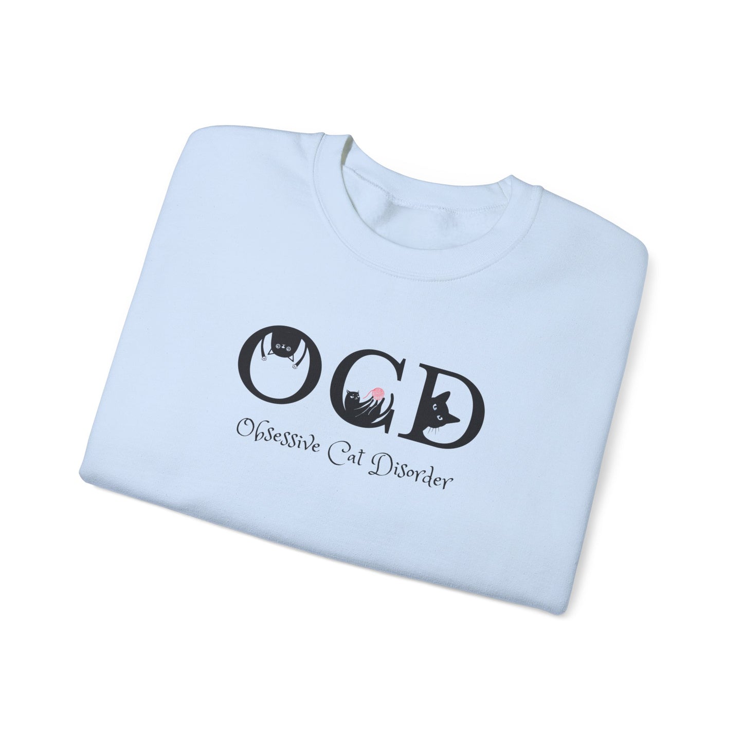 Pale Blue OCD Crewneck Unisex Sweatshirt Cat Themed