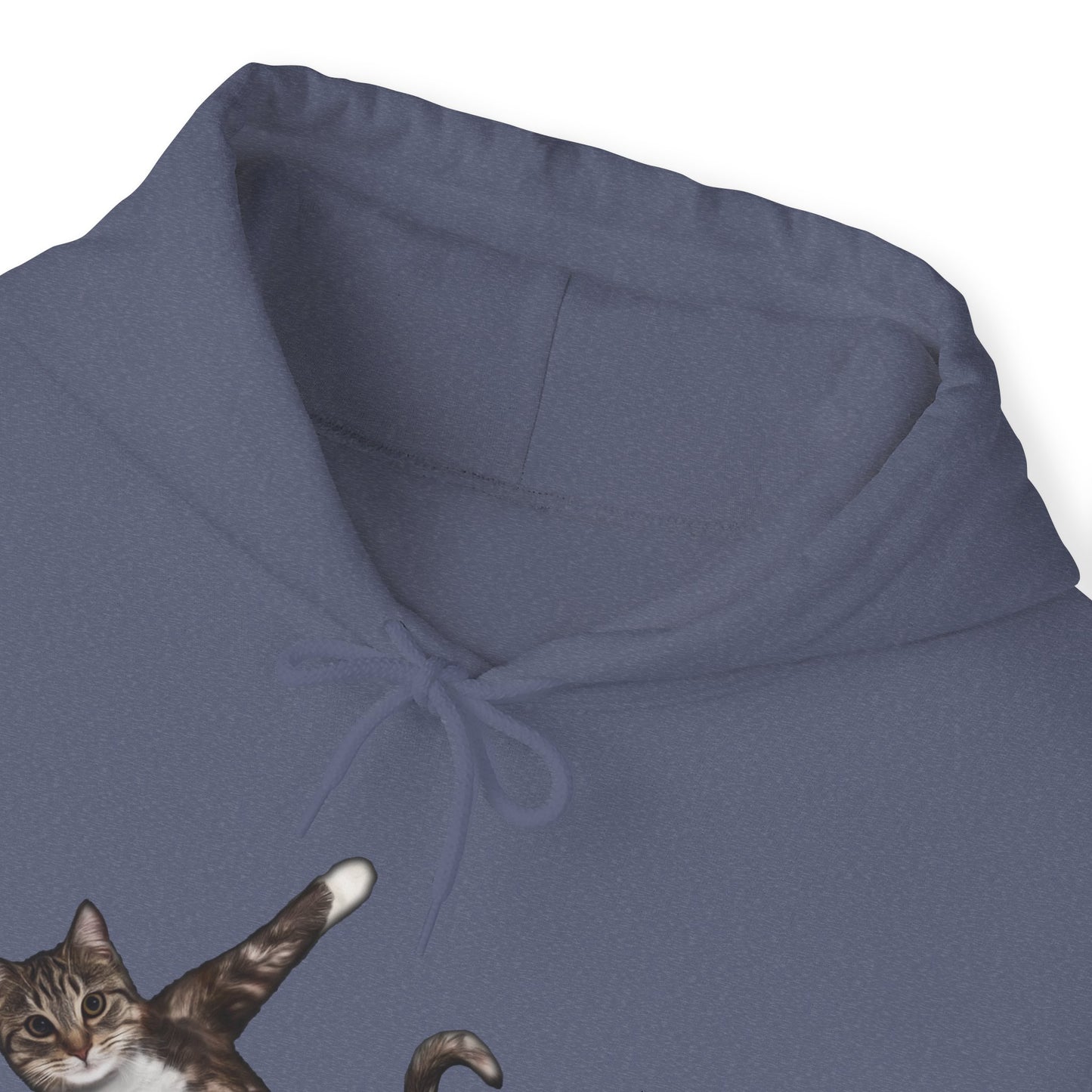 Heather Navy Yoga Pose Cat Themed Hooded Sweater Unisex