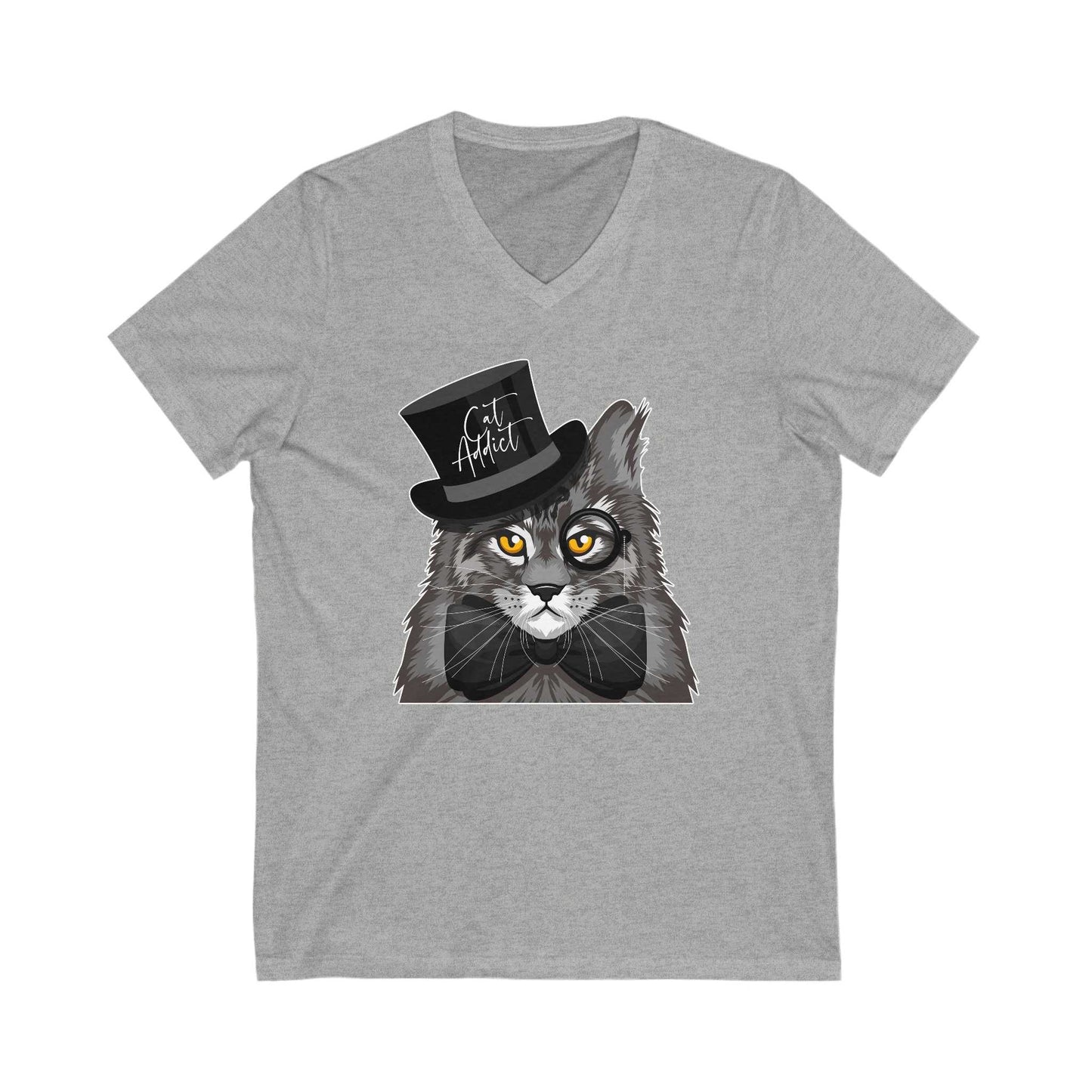Heather Gray Cat Addict T-Shirt Maine Coon