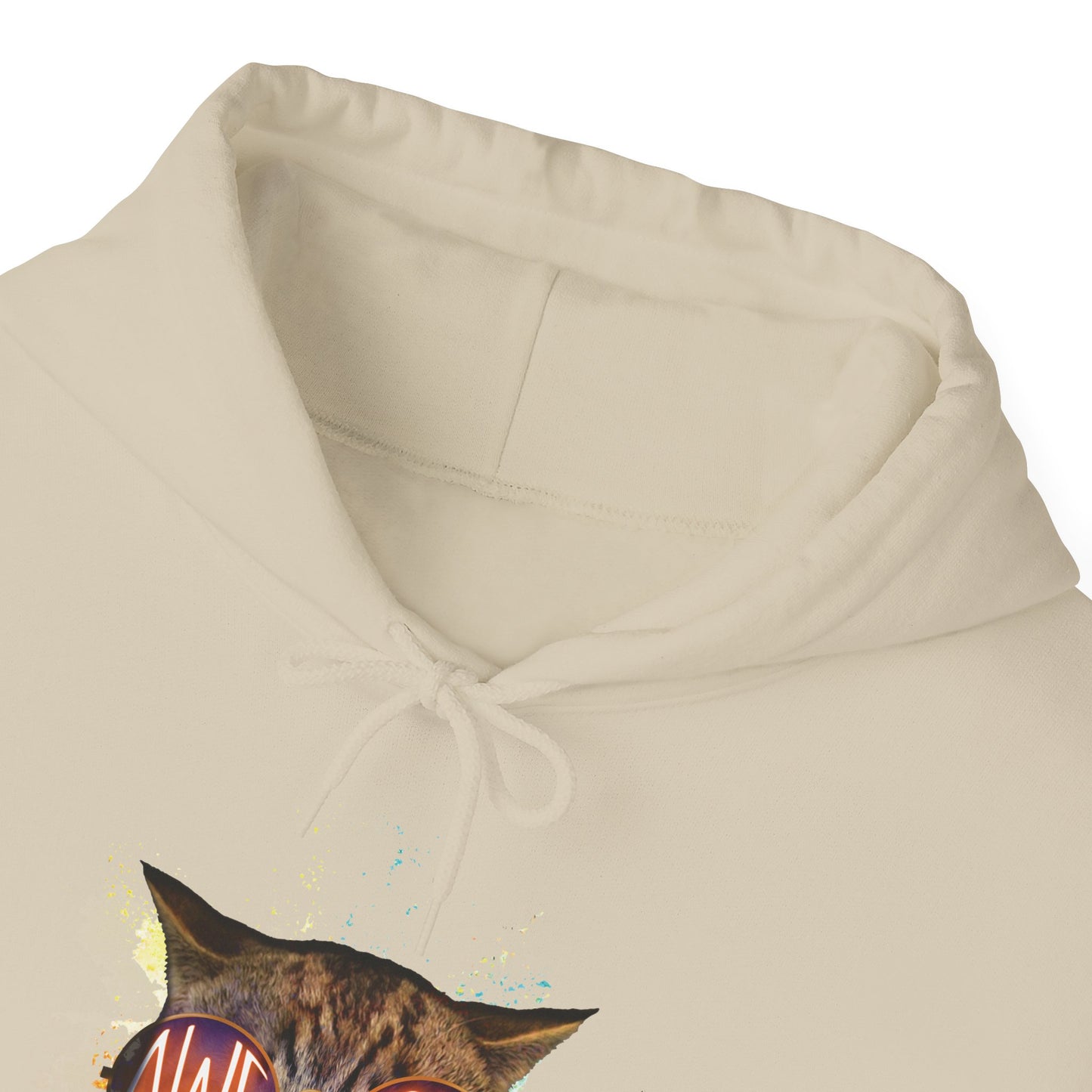 Sand Awesome Cat Themed Hooded Sweatshirt Unisex
