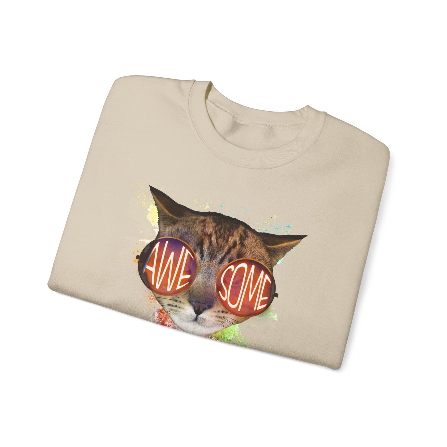 Sand Awesome Crewneck Unisex Sweatshirt Cat Theme