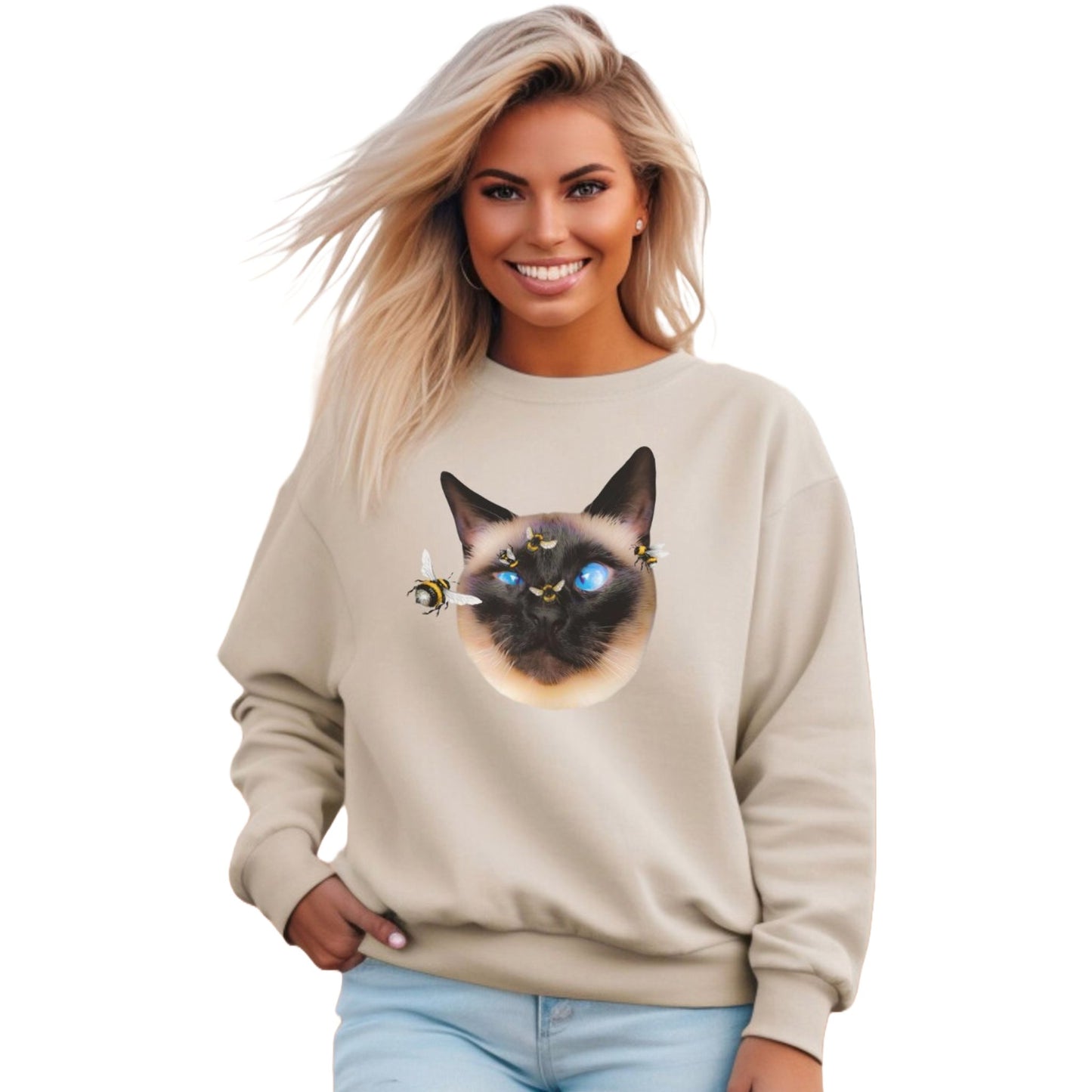 Sand Buzz Off Cat Themed Crewneck Unisex Sweatshirt