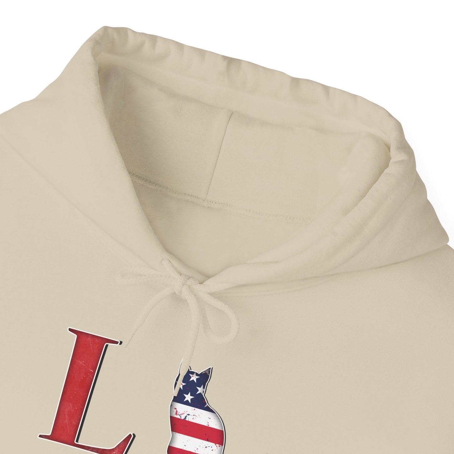 Sand Cat Themed Love USA Hooded Sweatshirt Unisex