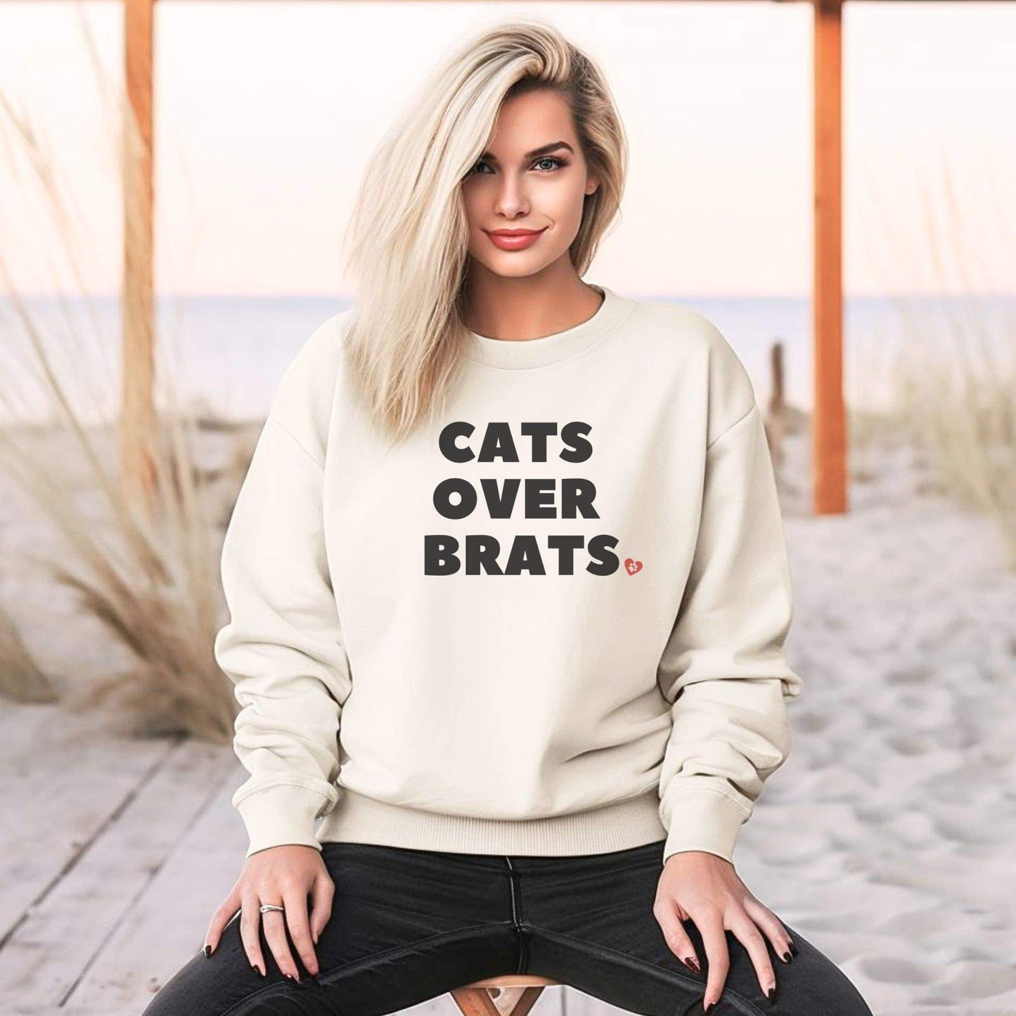 Sand Cats Over Brats Crewneck Unisex Sweatshirt