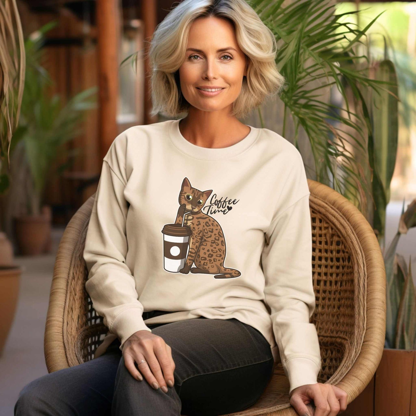 Sand Drinking Bengal Cat Unisex Sweatshirt