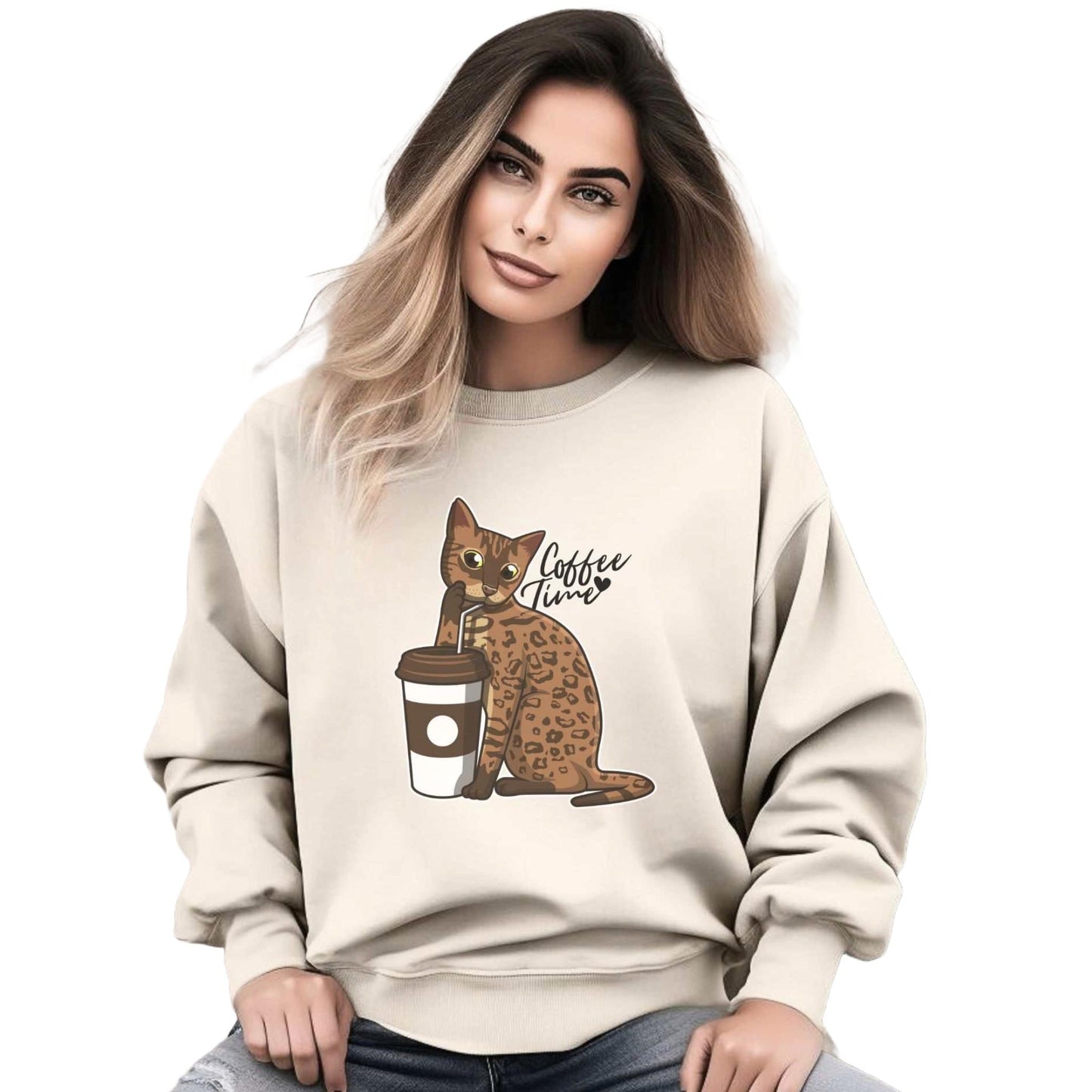 Sand Drinking Bengal Cat Unisex Sweatshirt