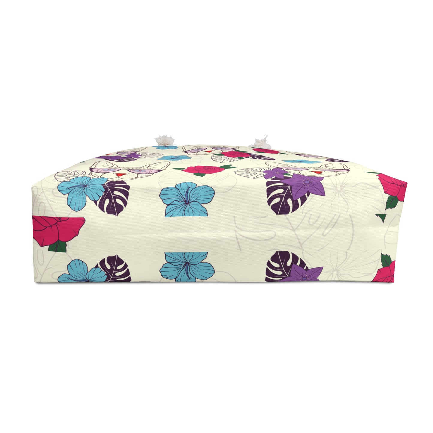 Sphynx Cat Themed Weekender Tote Bag With Flowers & Sphynx Cat