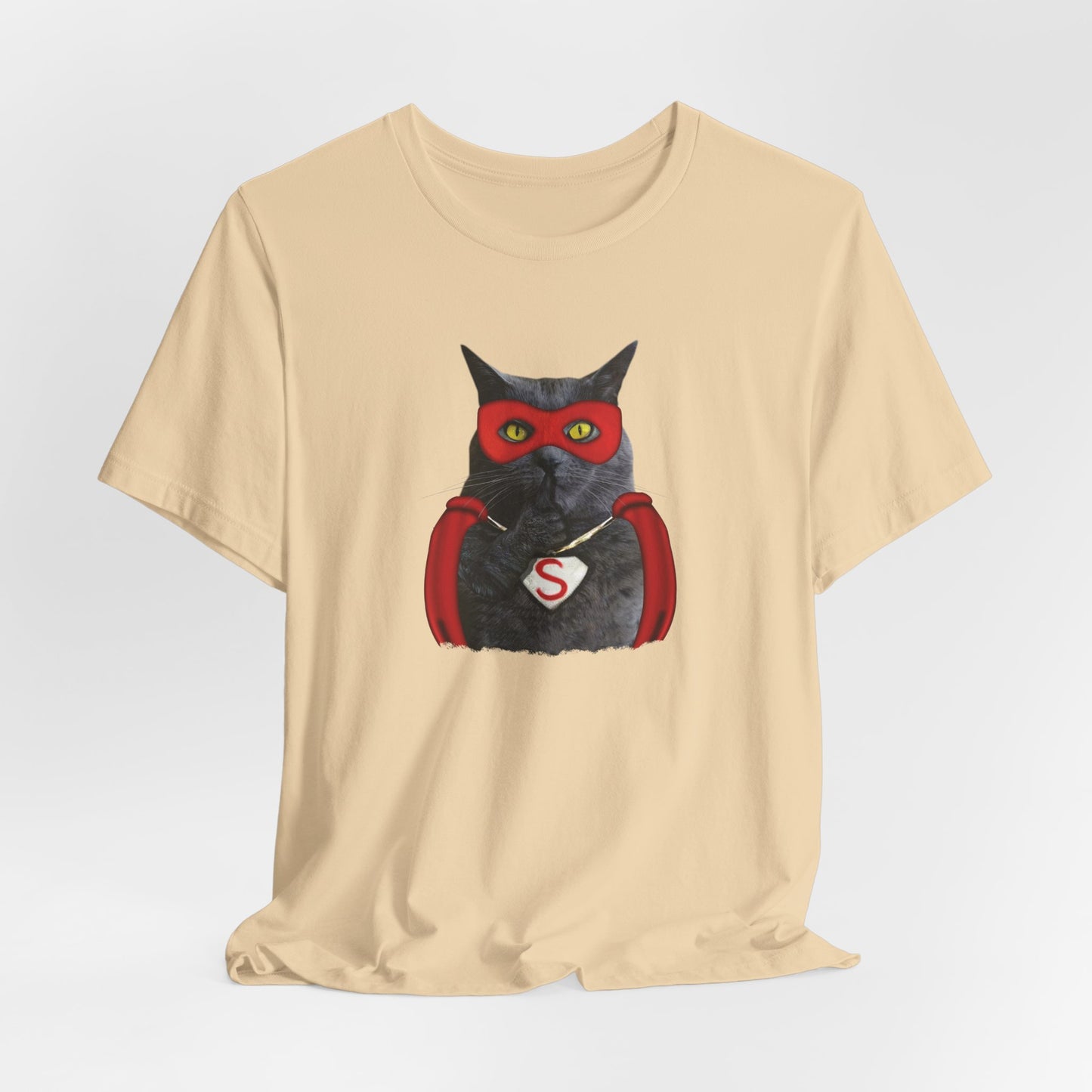 Cream Super Cat T-Shirt Unisex Crew Neck