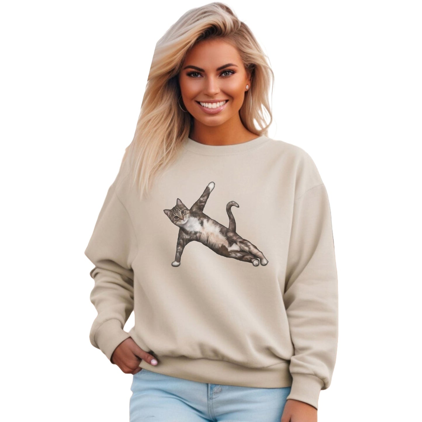 Sand Yoga Pose cat themed unisex sweatshirt