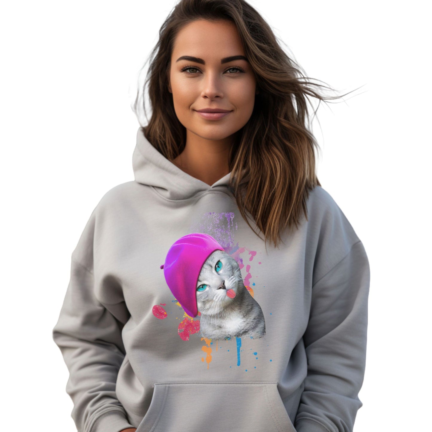 Oyster Beret_Girl_Cat_Themed_Hoodie