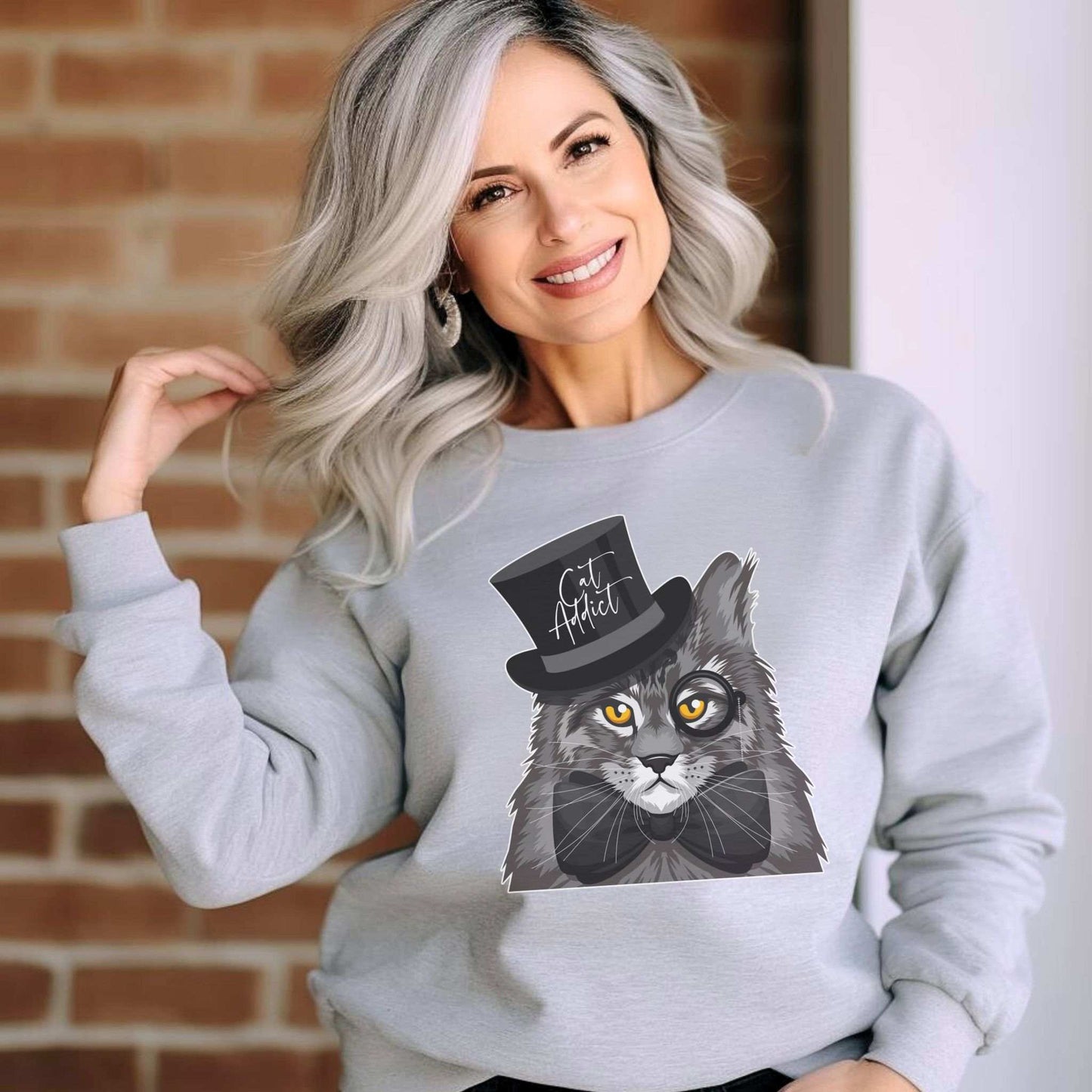 Ash Maine Coon Cat Addict Crewneck Unisex Sweatshirt