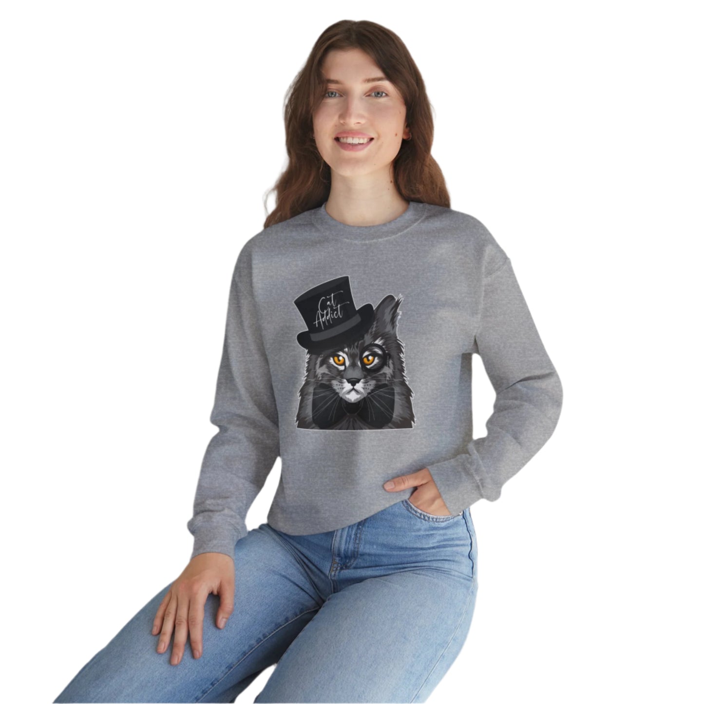 Oyster Maine Coon Cat Addict Crewneck Unisex Sweatshirt