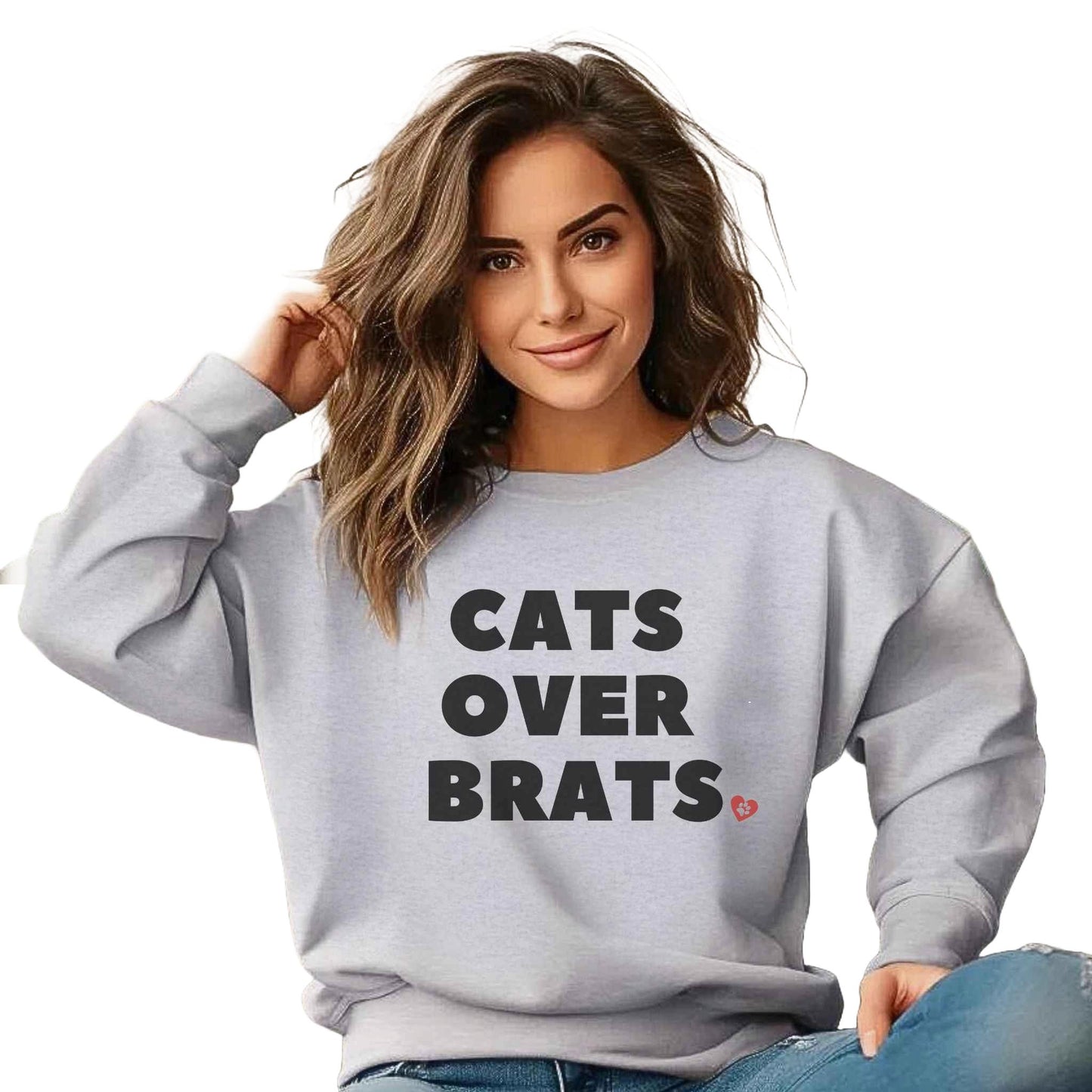 Ash Cats Over Brats Crewneck Unisex Sweatshirt