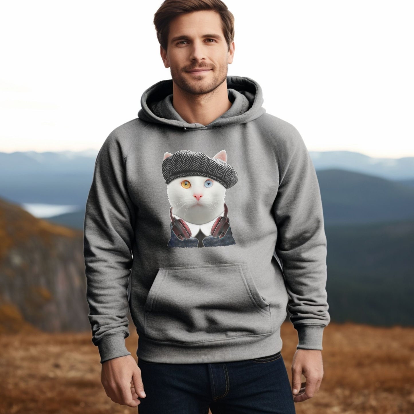 Oyster Headphones Cat Themed Hooded Sweatshirt Unisex