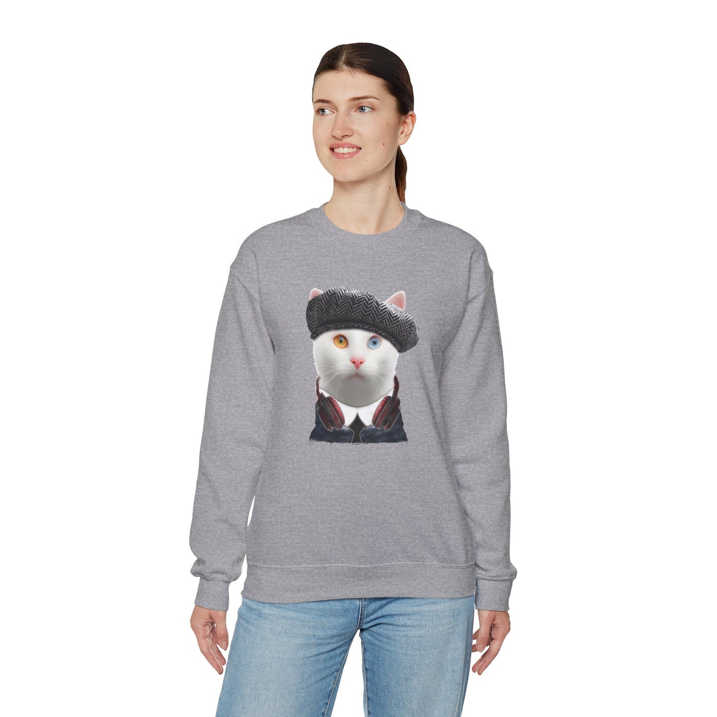 Oyster Headphones Crewneck Cat Themed Unisex Sweatshirt