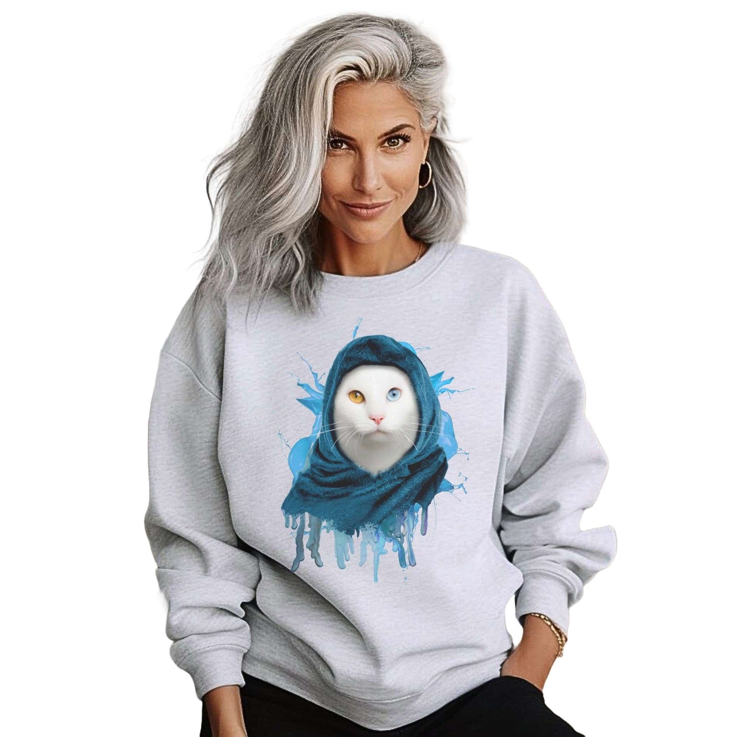 Ash Headscarf Cat Themed Crewneck Unisex Sweatshirt