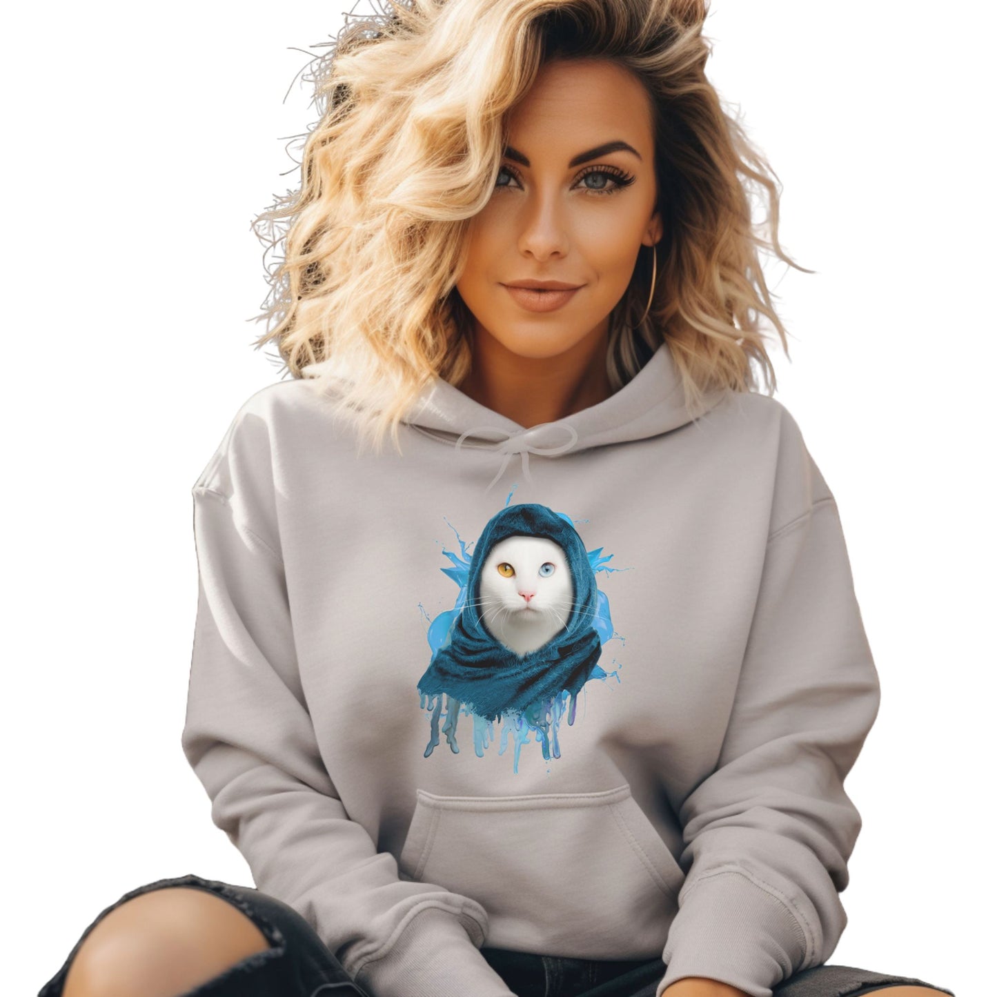 Ash Headscarf Cat Themed Hooded Sweatshirt Unisex