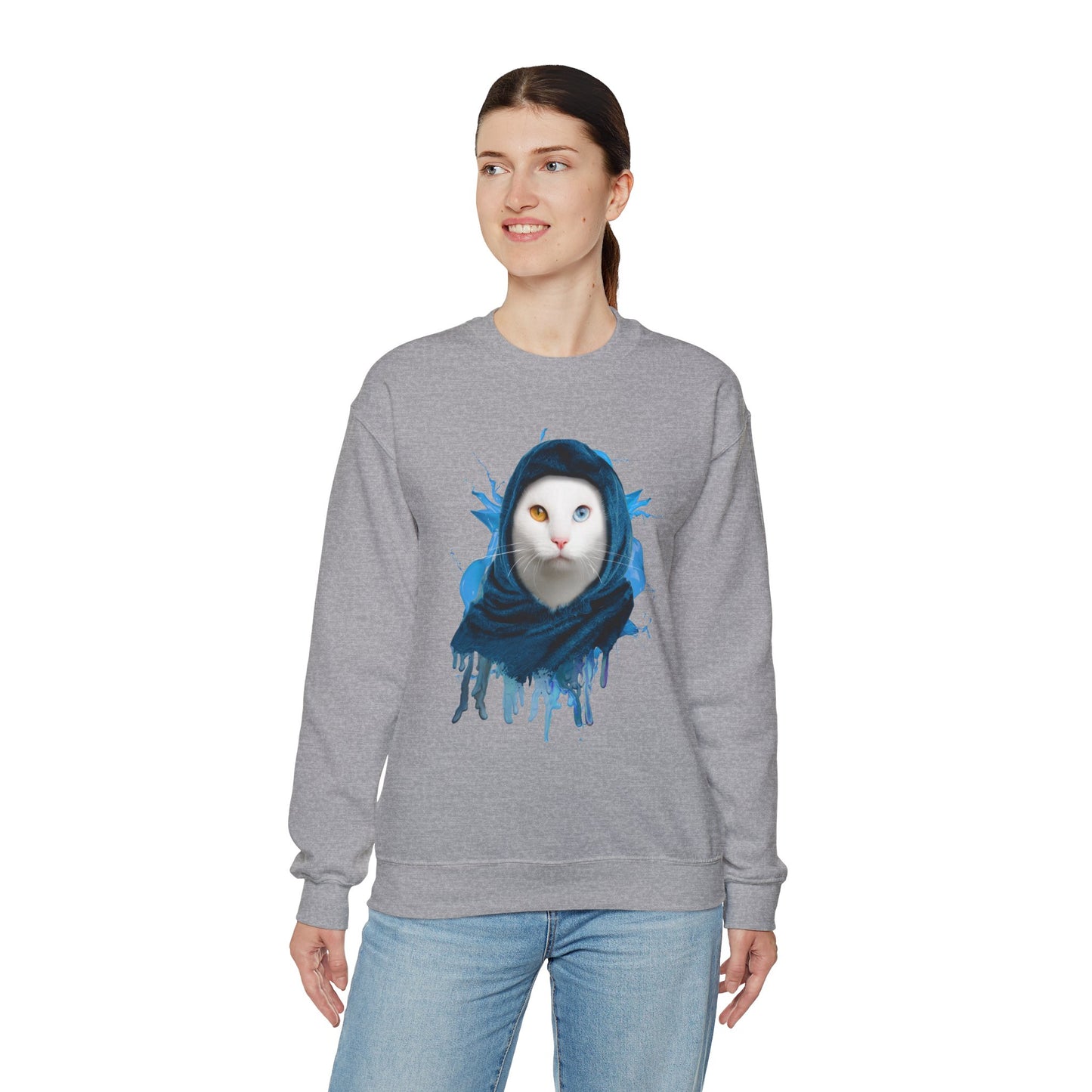 Oyster Headscarf Cat Themed Crewneck Unisex Sweatshirt