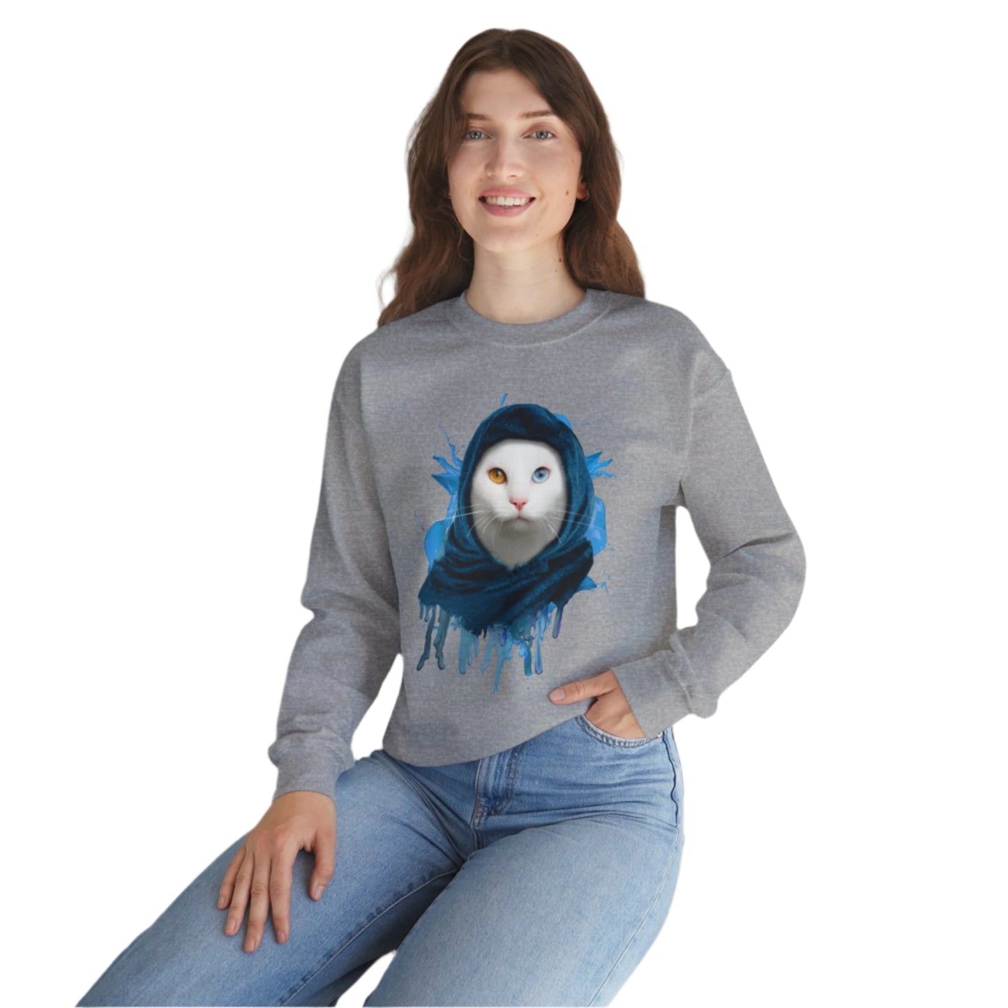 Oyster Headscarf Cat Themed Crewneck Unisex Sweatshirt