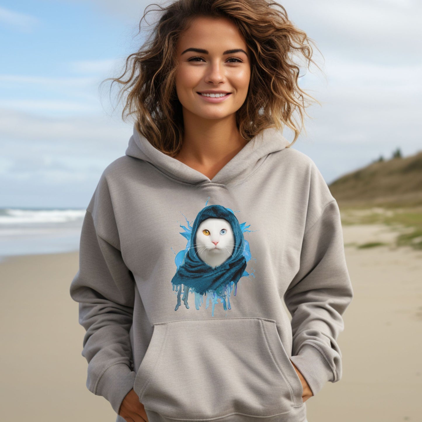 Oyster Headscarf Cat Themed Hooded Sweatshirt Unisex