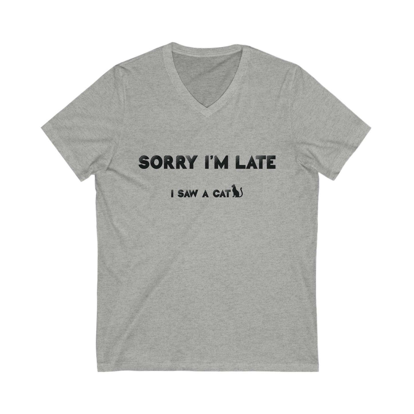 Heather Gray I Saw A Cat V-Neck Unisex T-Shirt
