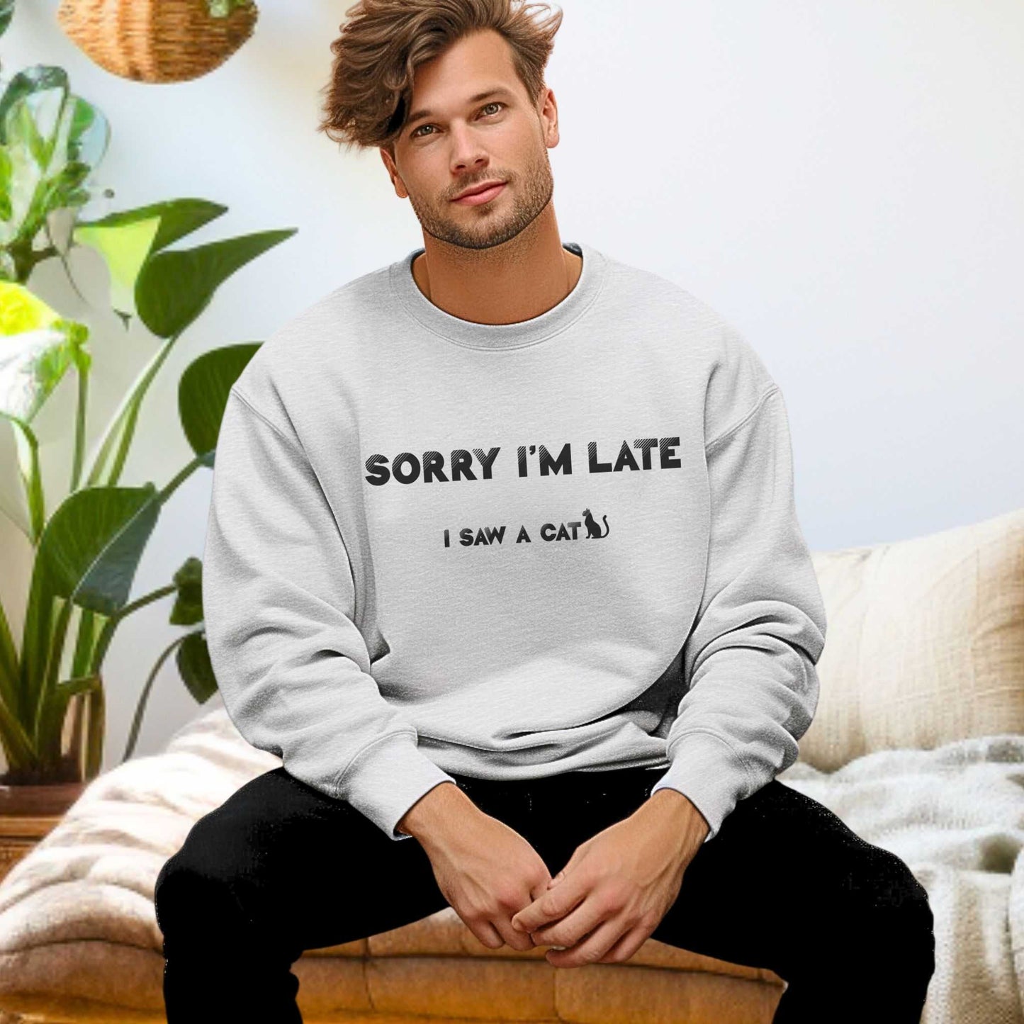 Ash I Saw A Cat sweatshirt Unisex Crewneck