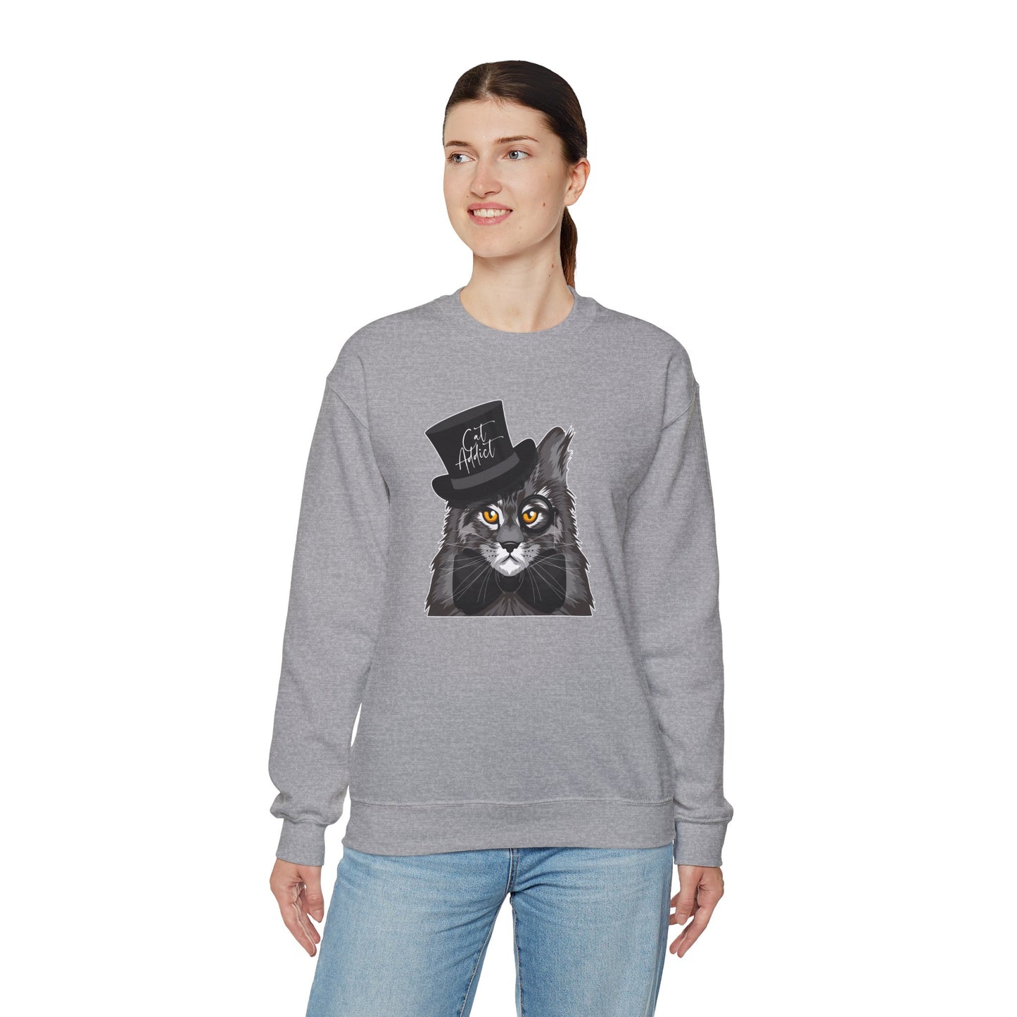 Oyster Maine Coon Cat Addict Crewneck Unisex Sweatshirt