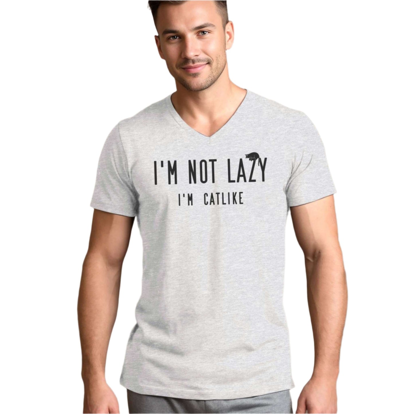 Ash Not Lazy Cat T-Shirt Unisex V-Neck