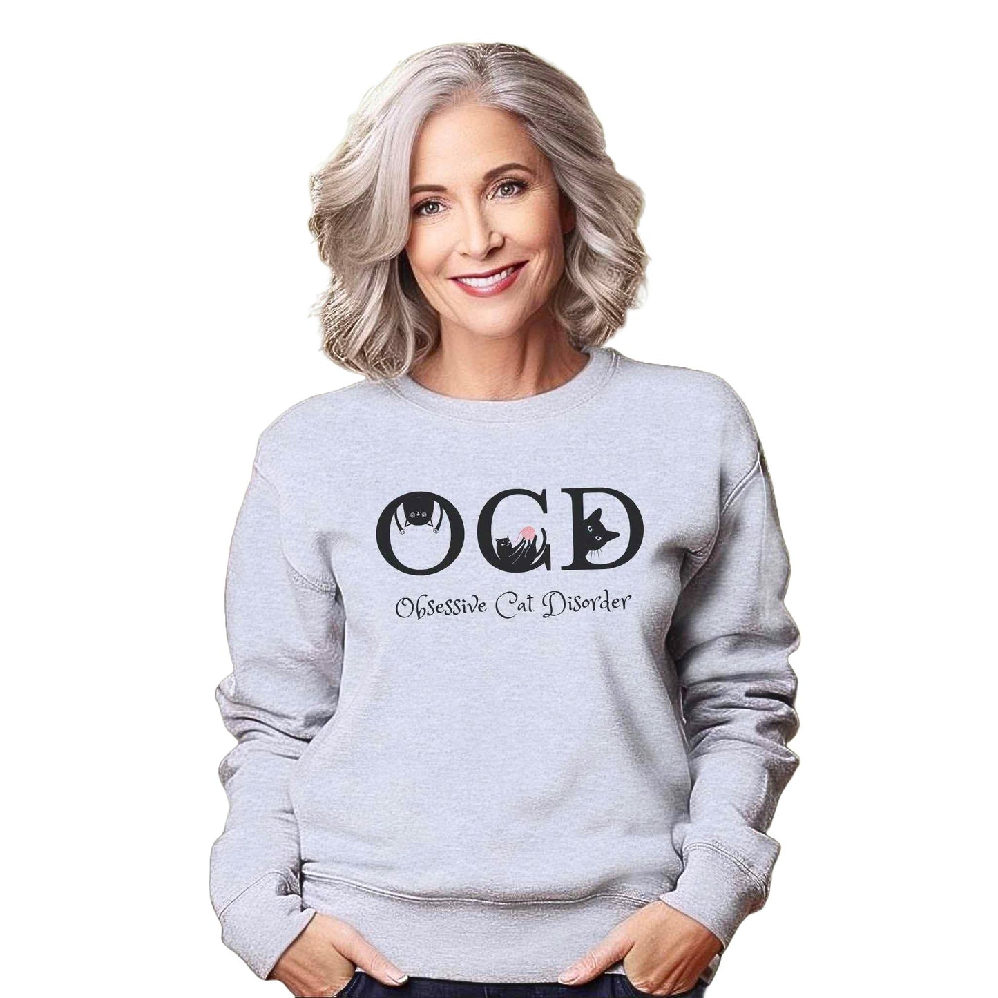 Oyster OCD Crewneck Unisex Sweatshirt Cat Themed