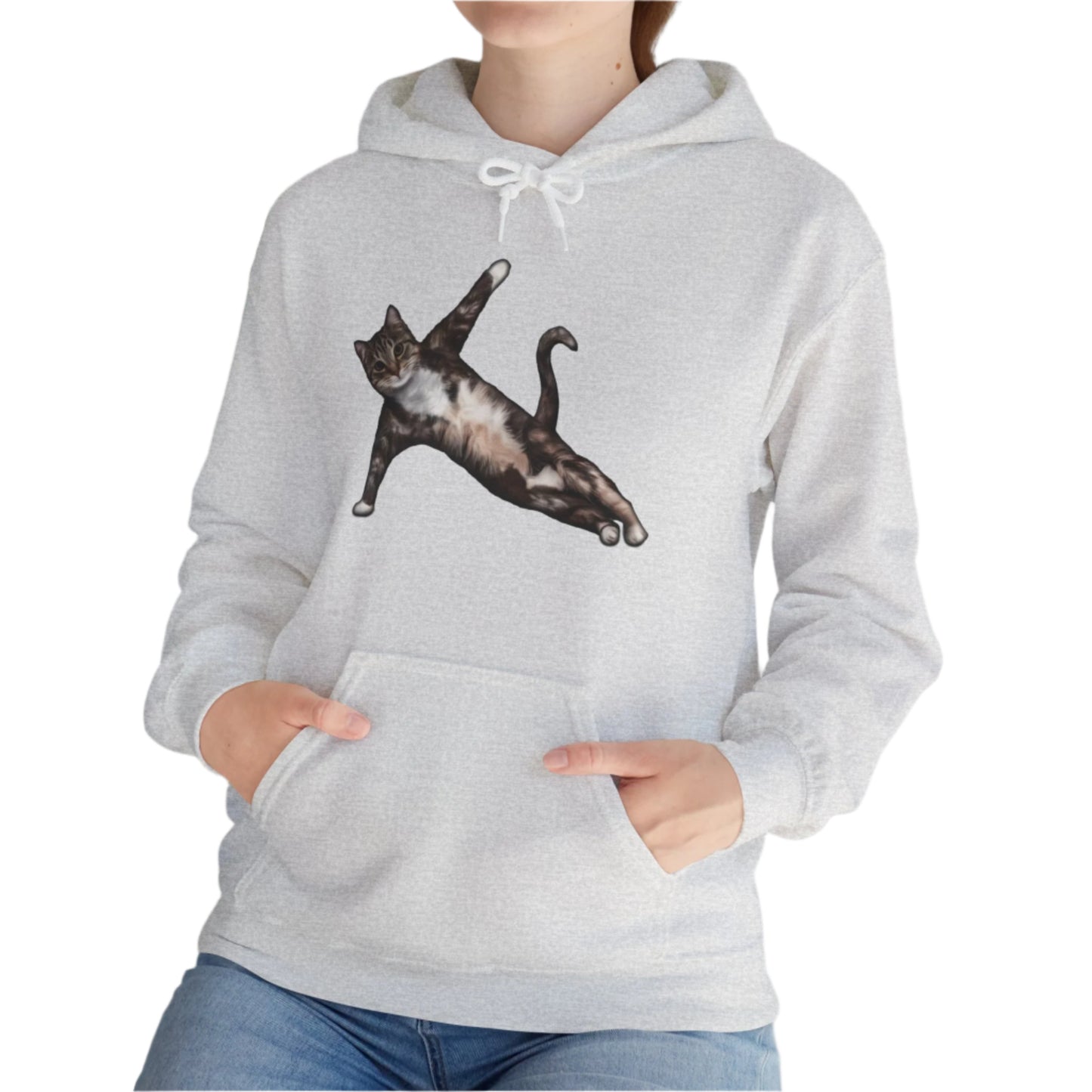 Ash Yoga Pose Cat Themed Hooded Sweater Unisex