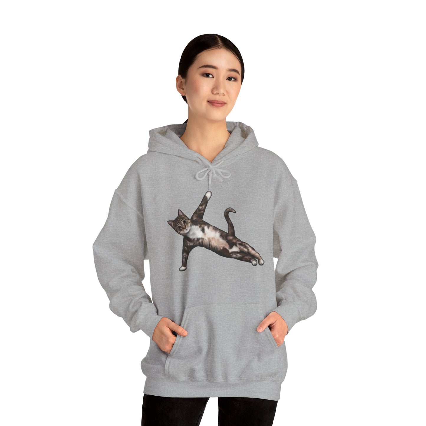 Oyster Yoga Pose Cat Themed Hooded Sweater Unisex
