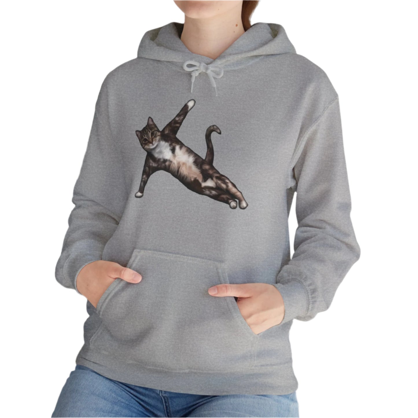 Oyster Yoga Pose Cat Themed Hooded Sweater Unisex