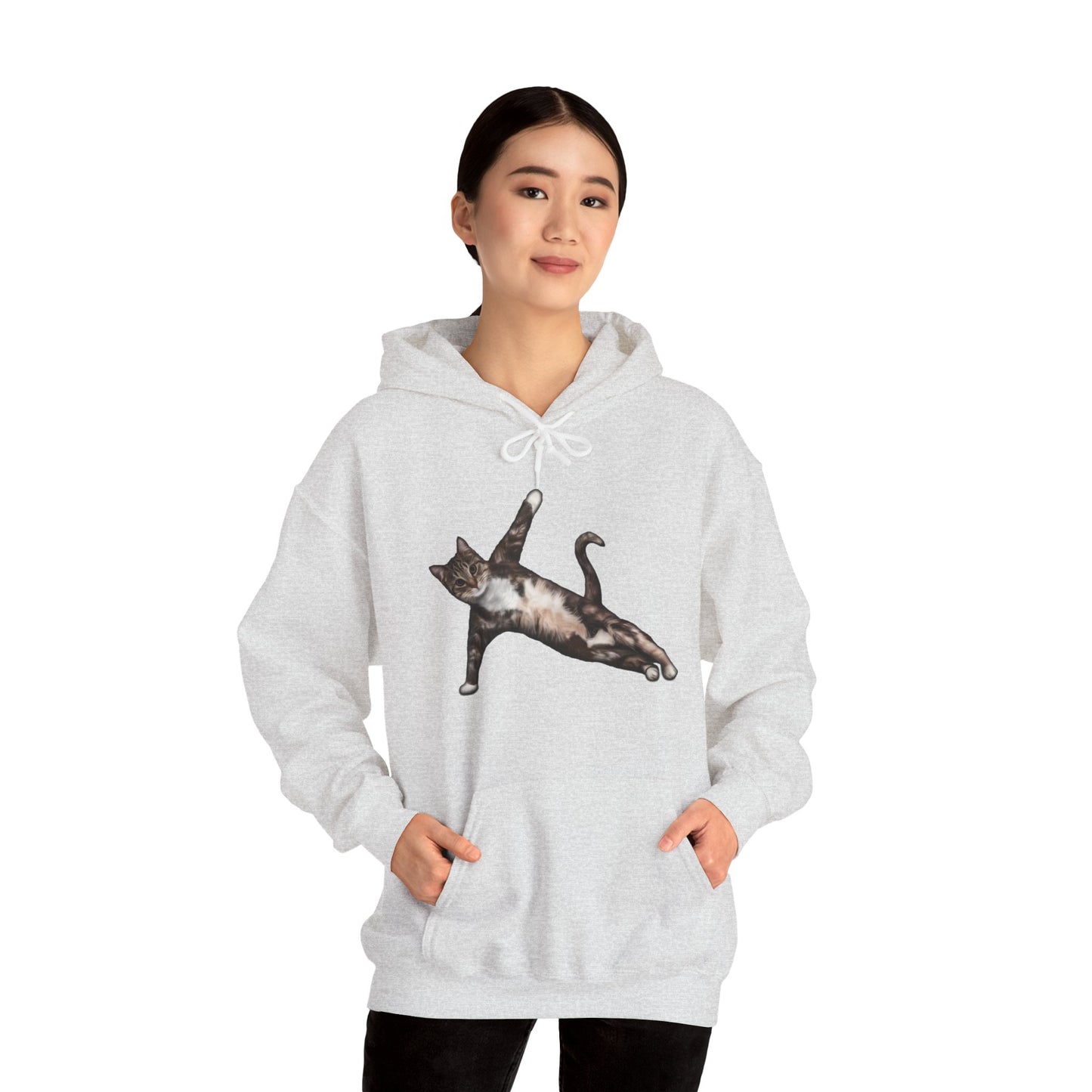 Ash Yoga Pose Cat Themed Hooded Sweater Unisex