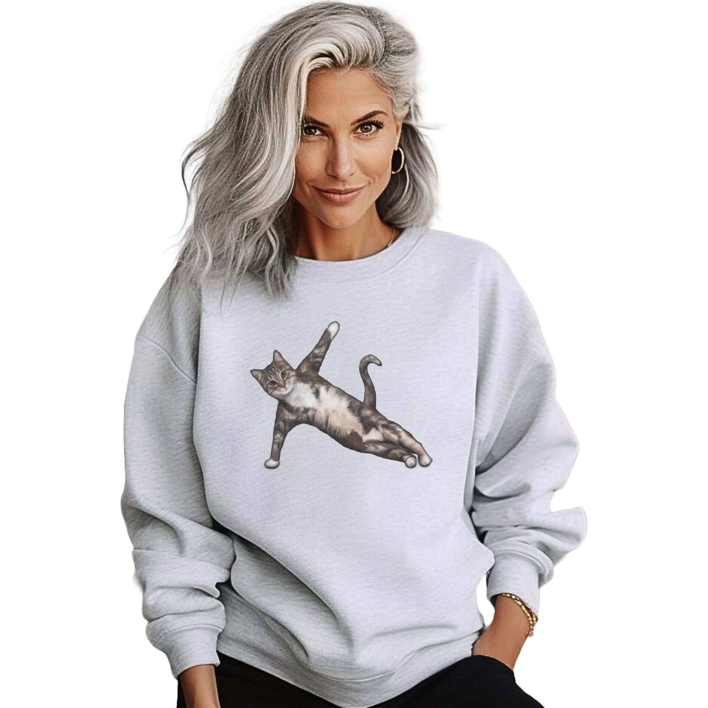 Ash Yoga Pose cat themed unisex sweatshirt