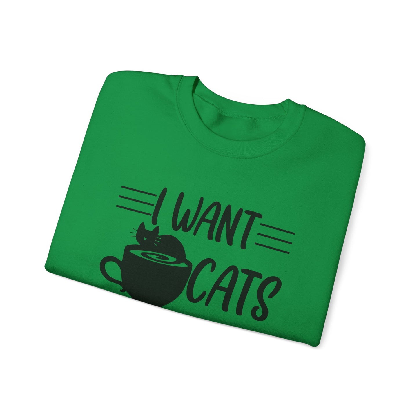 Green Cats Cake & Coffee Crewneck Unisex Sweatshirt