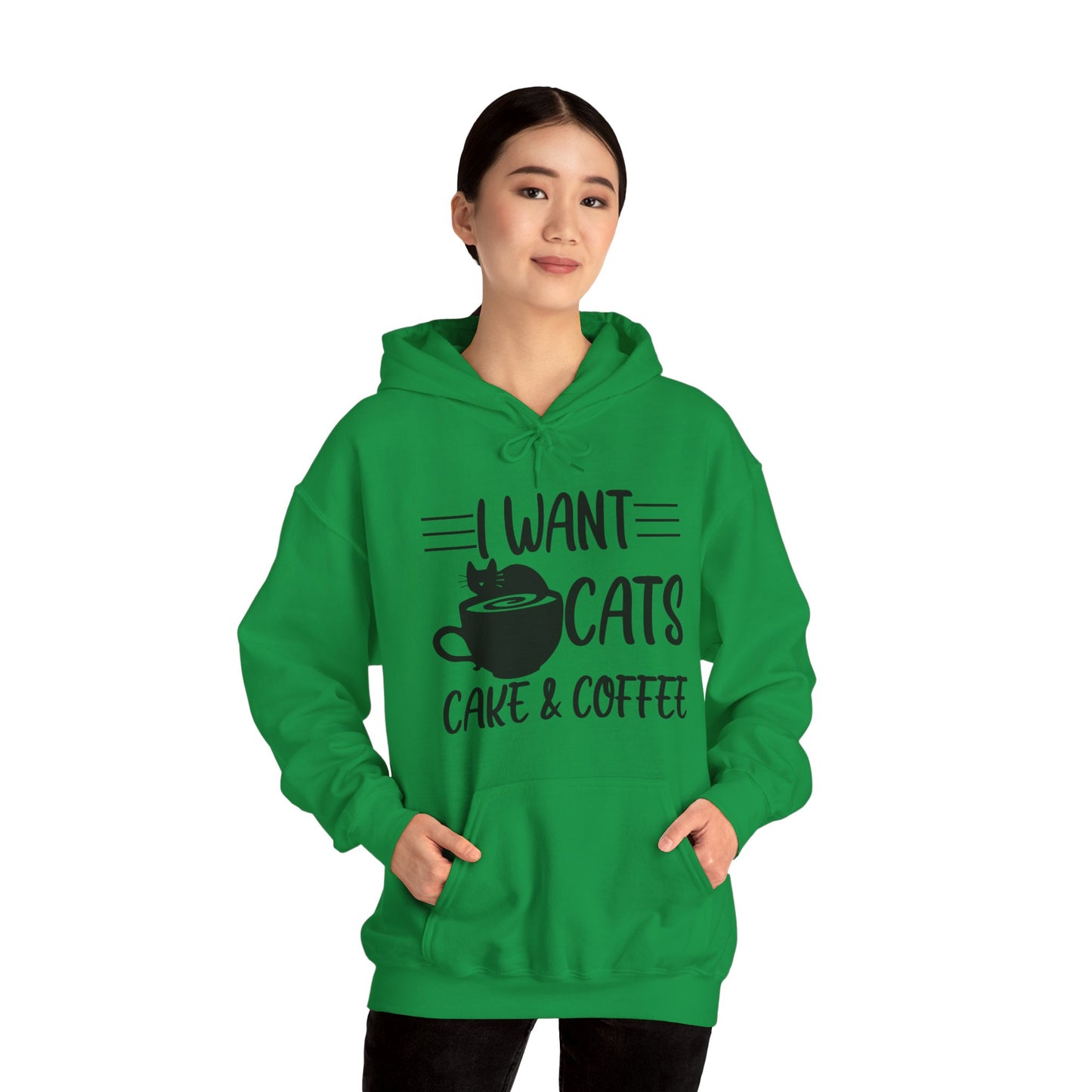 Green Cats Cake & Coffee Hooded Sweater Unisex