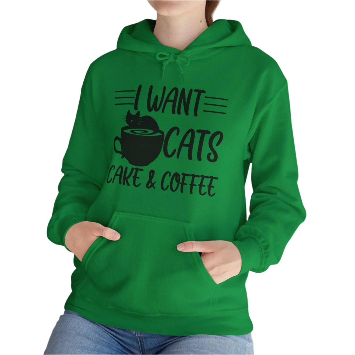 Green Cats Cake & Coffee Hooded Sweater Unisex