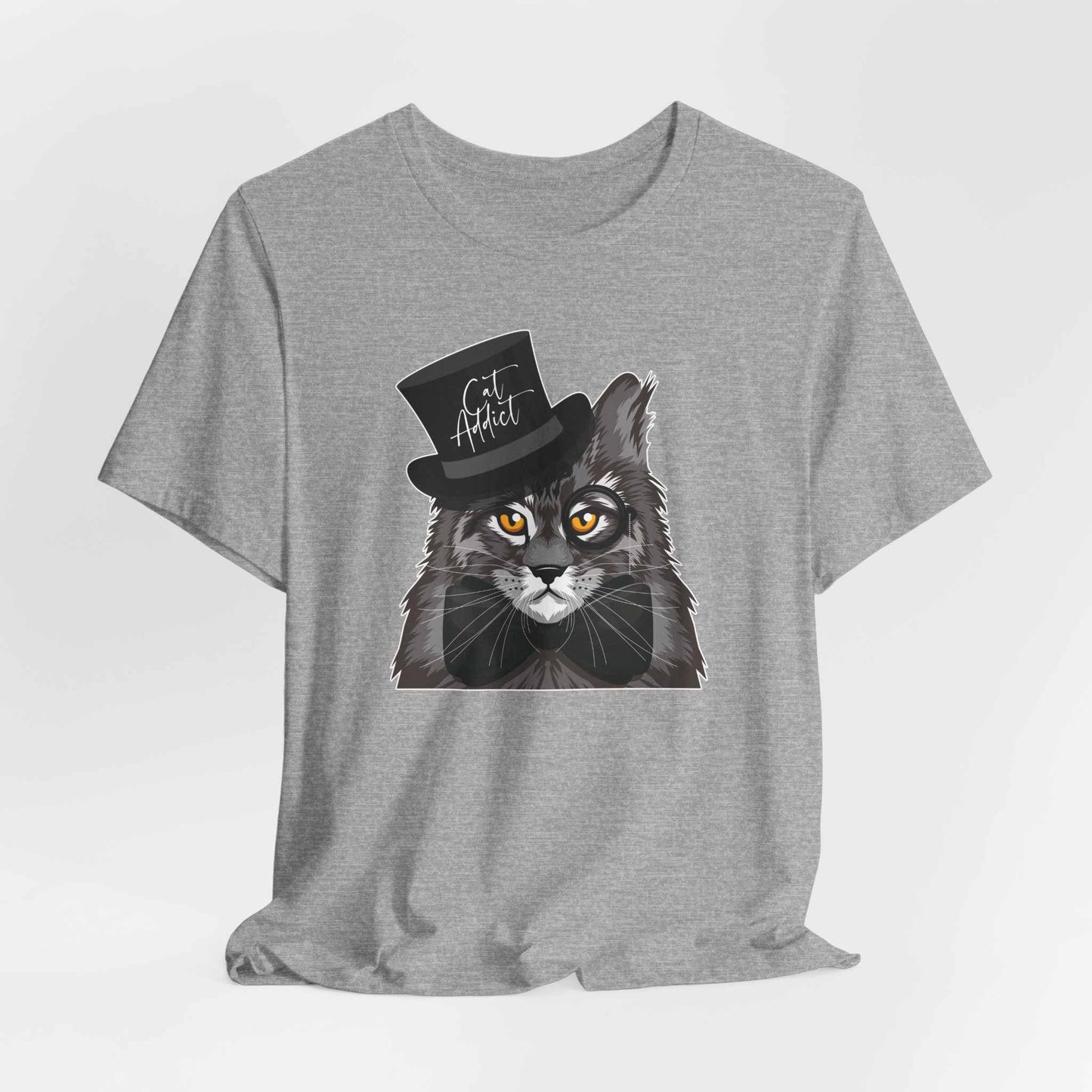 Heather Gray Cat Addict T-Shirt Unisex Crew Neck