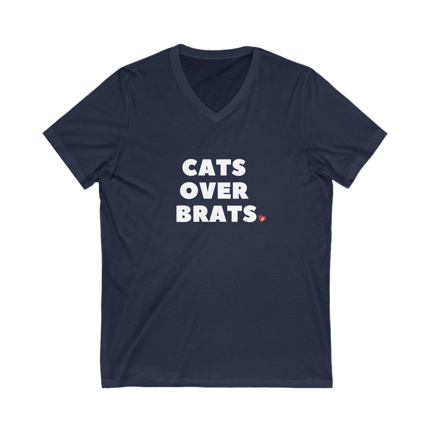 Navy Cats Over Brats V-Neck T-Shirt