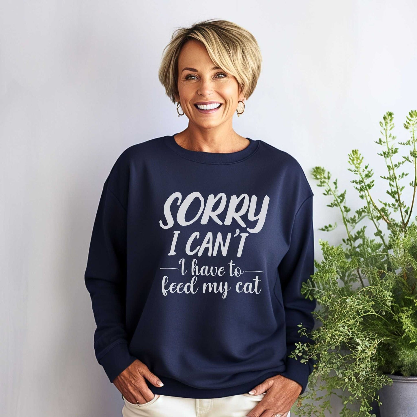 Navy Feed My Cat Crewneck Sweater Unisex