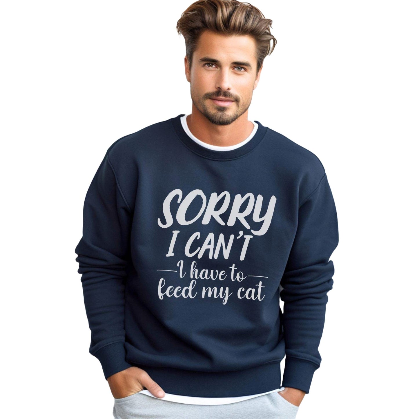 Navy Feed My Cat Crewneck Sweater Unisex