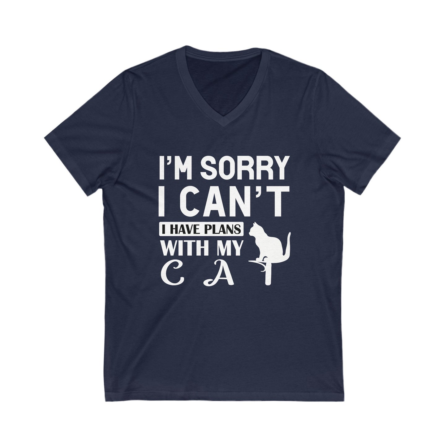 Navy Plans With My Cat T-Shirt Unisex V-Neck
