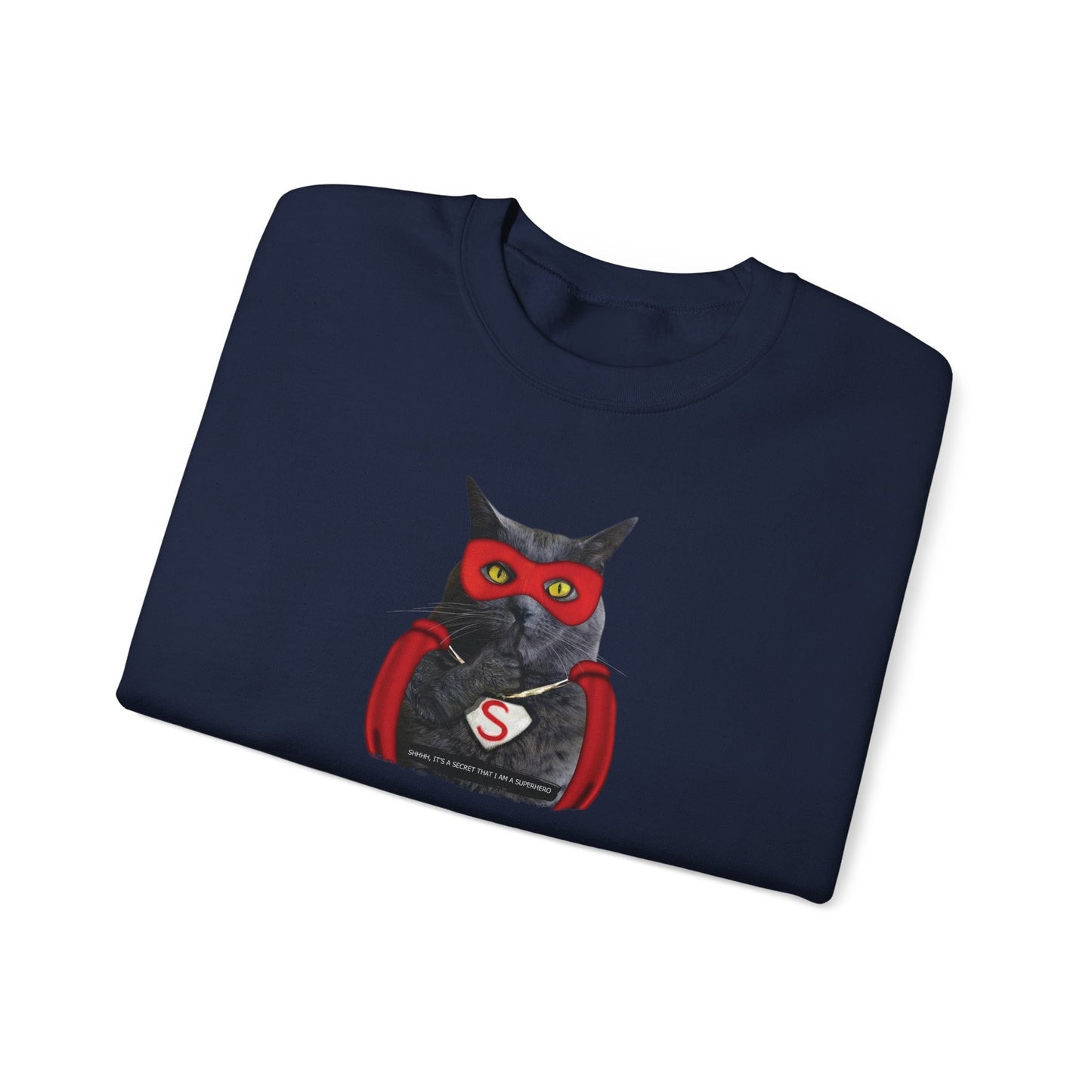 Navy Super Cat Crewneck Unisex Sweatshirt