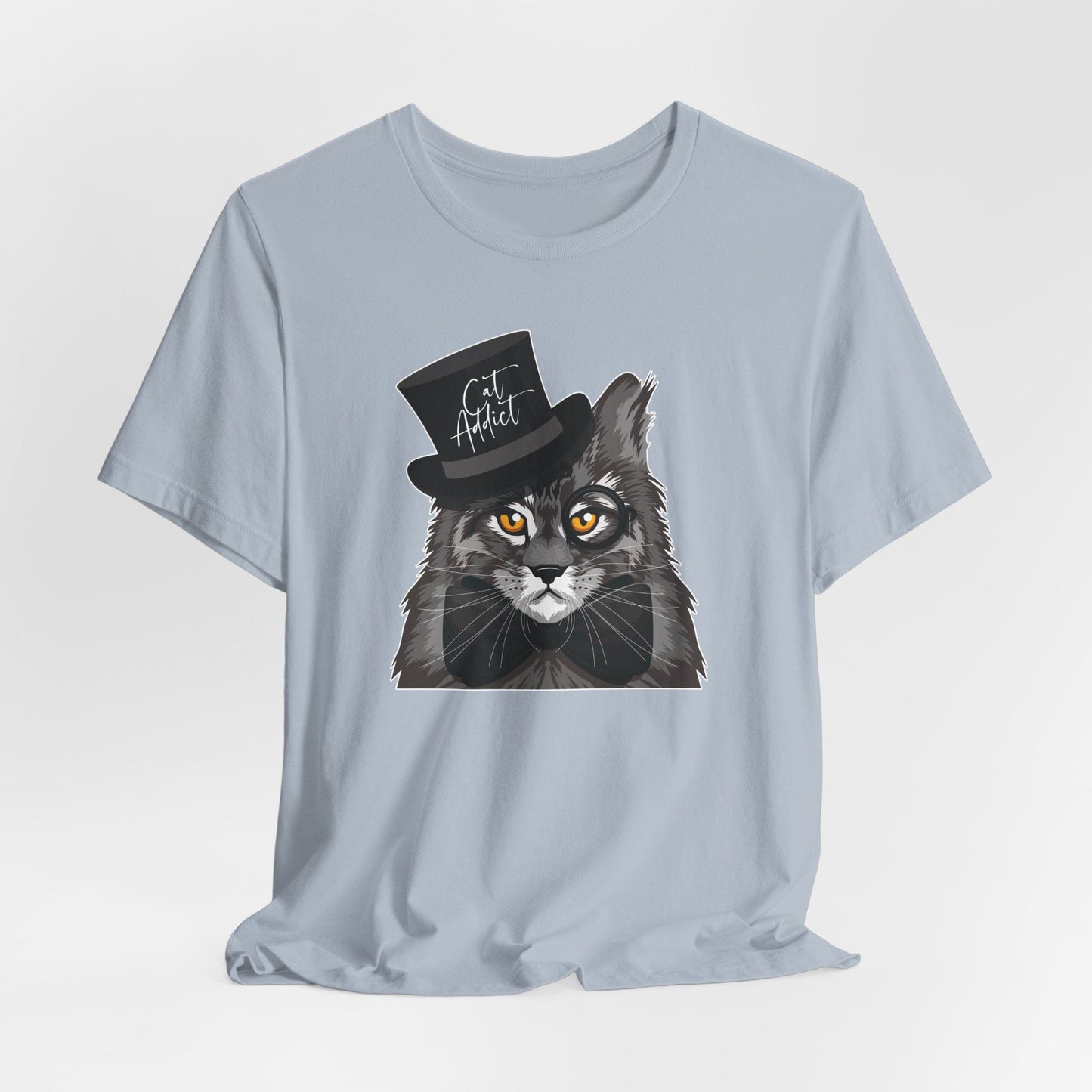 Light Blue Cat Addict T-Shirt Unisex Crew Neck