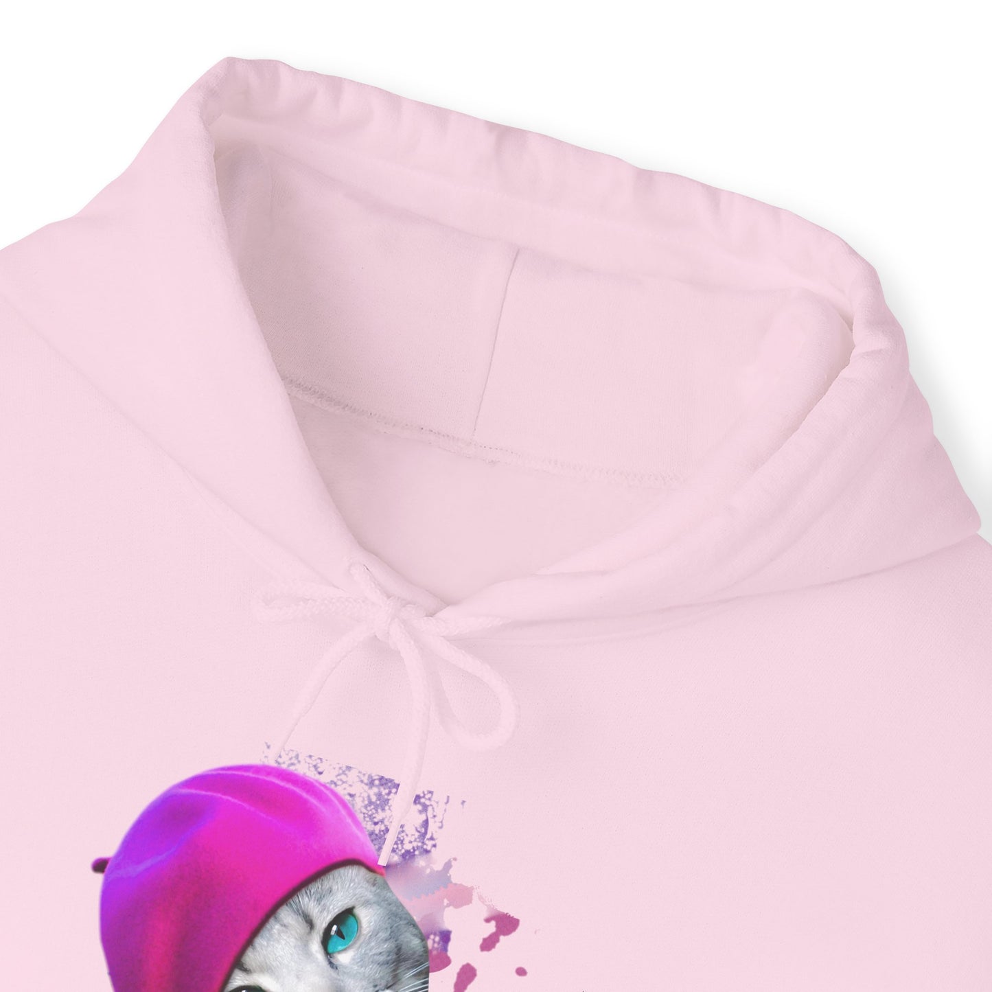 Pale Pink Beret_Girl_Cat_Themed_Hooded_sweatshirt