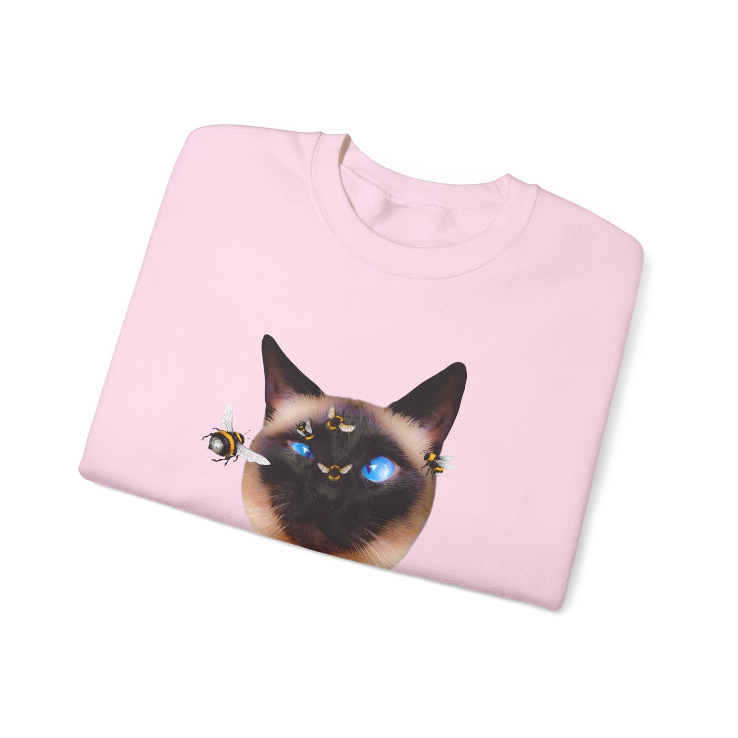 Pale Pink Buzz Off Cat Themed Crewneck Unisex Sweatshirt