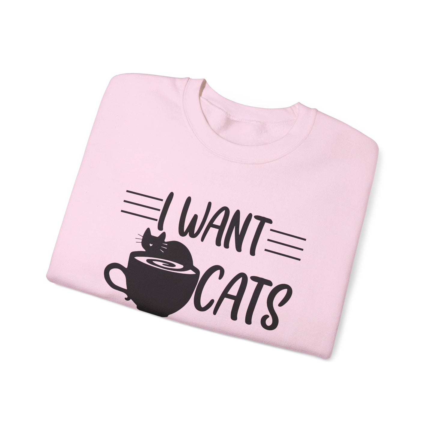 Pale Pink Cats Cake & Coffee Crewneck Unisex Sweatshirt