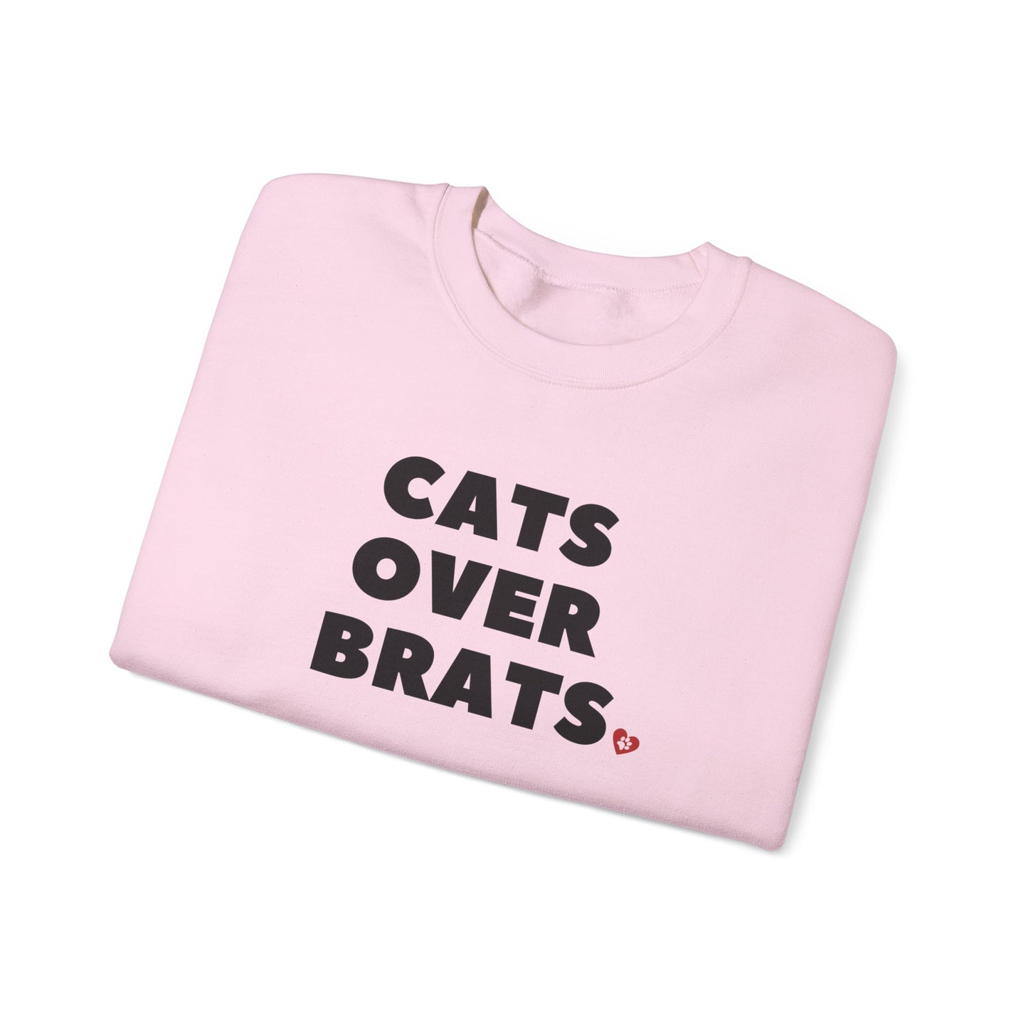 Pale Pink Cats Over Brats Crewneck Unisex Sweatshirt