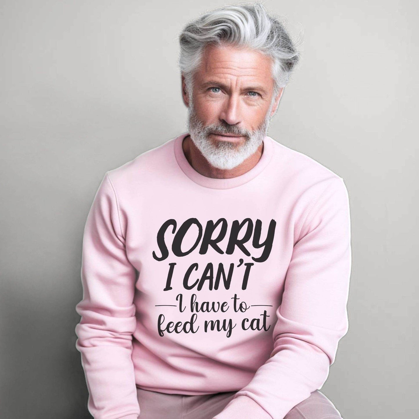 Pale Pink Feed My Cat Crewneck Sweater Unisex