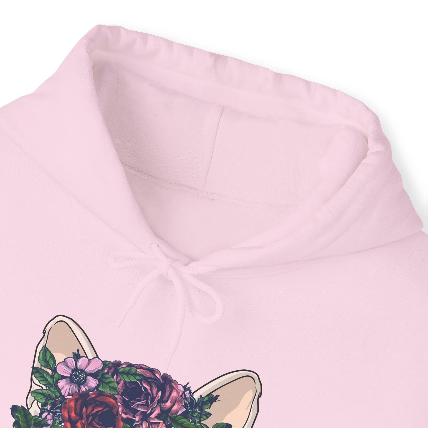 Pale Pink Flower Sphynx Cat Hooded Sweatshirt Unisex